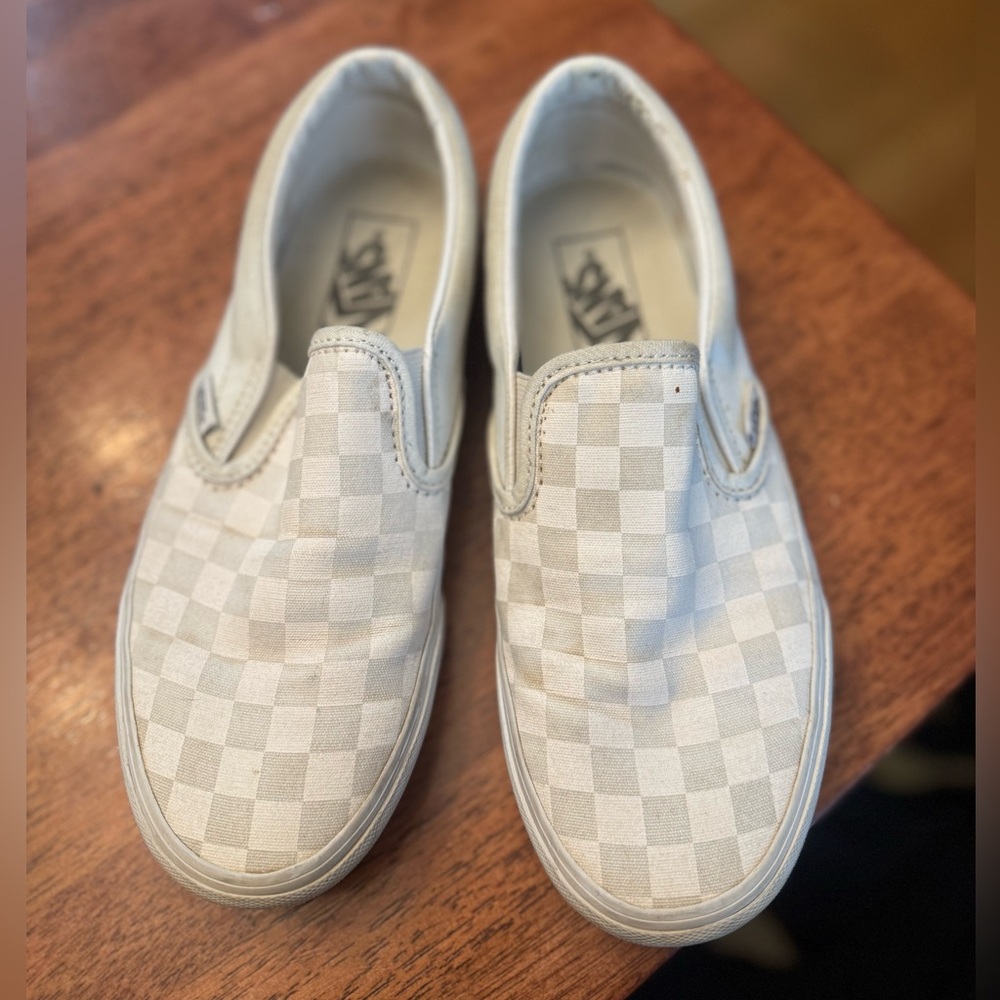 Vans Off-White Checkered Slip-On Shoes